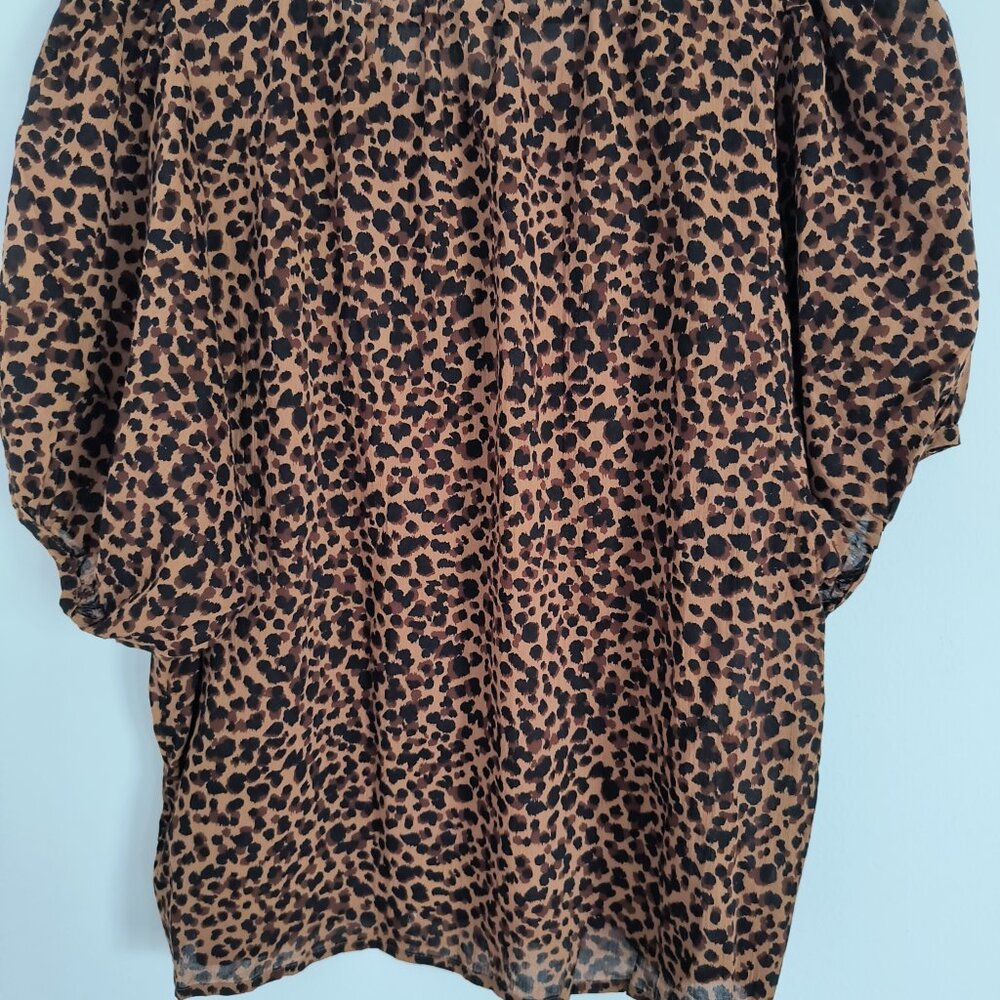 EUC Madewell Balloon-Sleeve Button-Up Top in Painted Leopard- Large - Picture 7 of 12